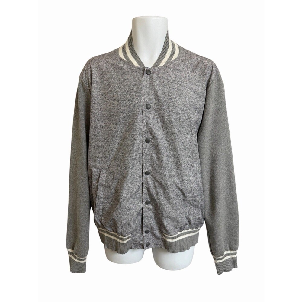 Saks Fifth Avenue Modern Men's XL Mixed Media Baseball Bomber Jacket in Grey